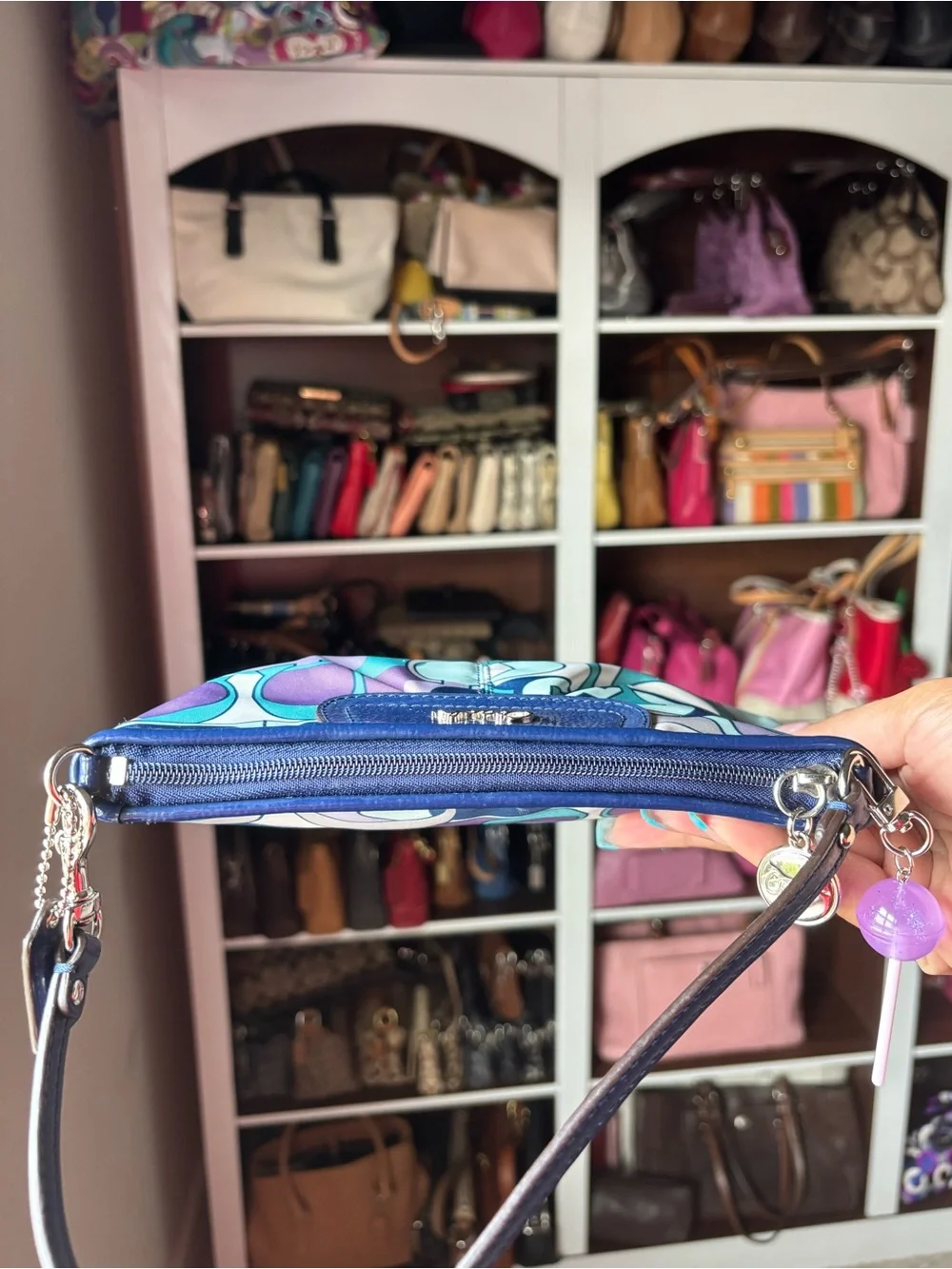 COACH Ashley Scarf Print Wristlet Mini Bag - Picture 10 of 13
